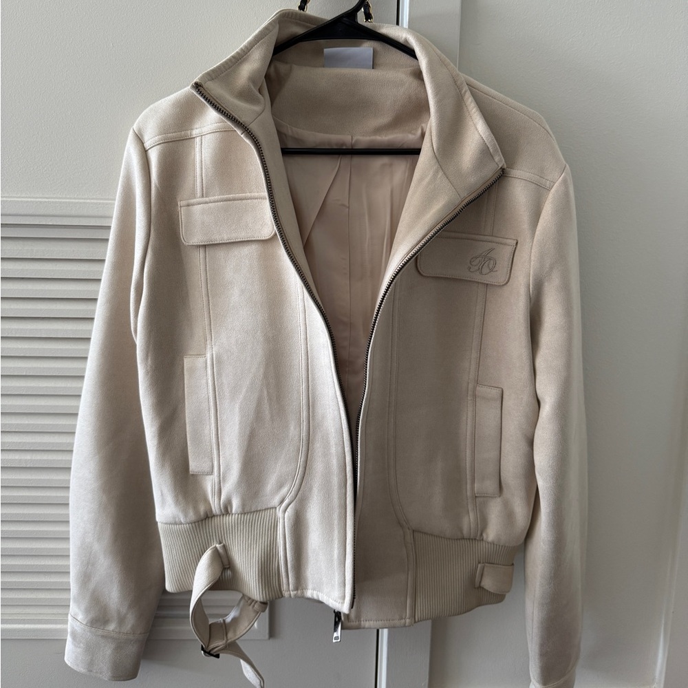 Women's Jacket - suede material in white/cream